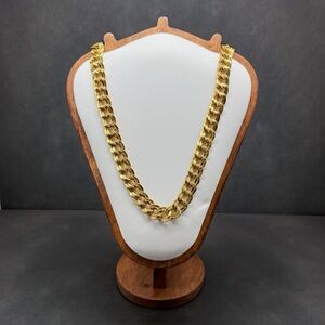 Vintage Monet Gold Tone Double Curb Link Chain Necklace 25”-27" Designer Staple